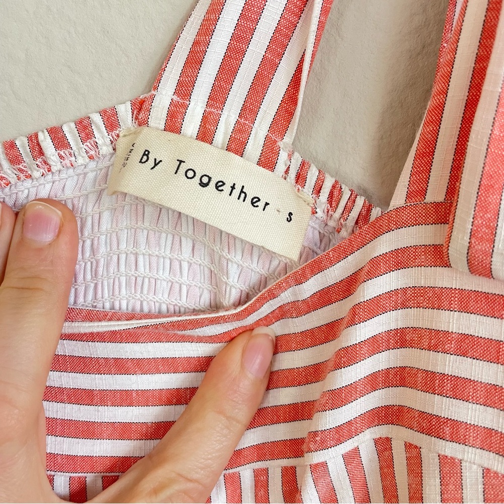 By Together Striped Tie Shoulders Tiered Maxi Dress Size Small - Picture 3 of 11